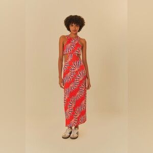FARM Rio Red and White Maxi Dress